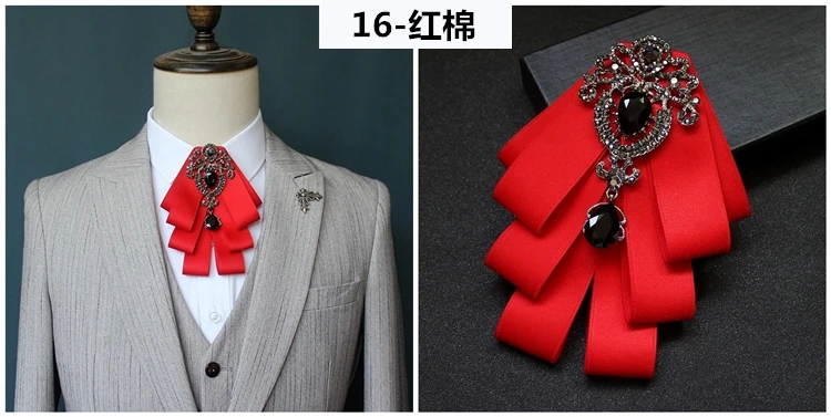 Luxus Mode Bowties Bögen Krawatte Brosche Stoff Kristall Pins Und Broschen Corsage Schmetterling Bluse Zubehör Pin Revers für Frauen – Detail 15