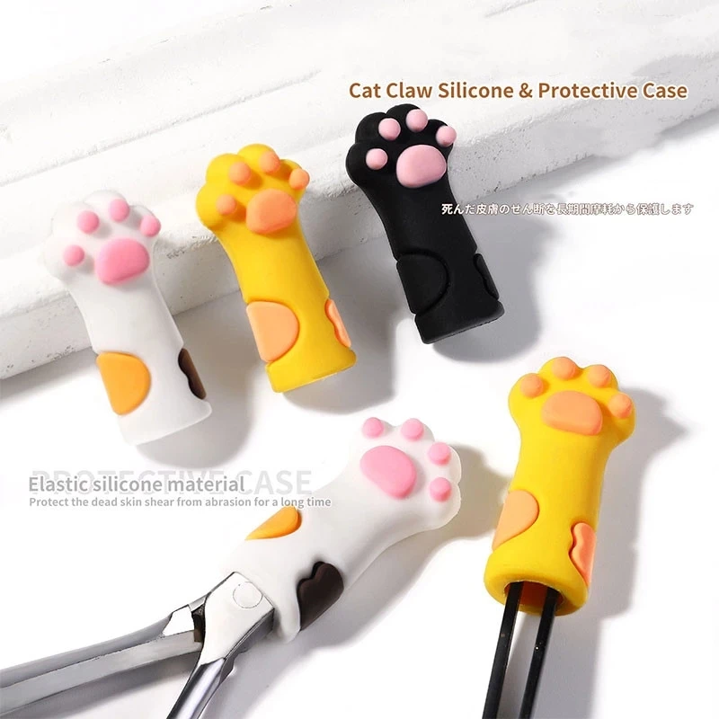 Silicone Cat Paw Protective Cover for Cuticle Nail Nipper Clipper Claw Anti-fall Cover Nails Art Tweezer Dead Skin Scissors Case