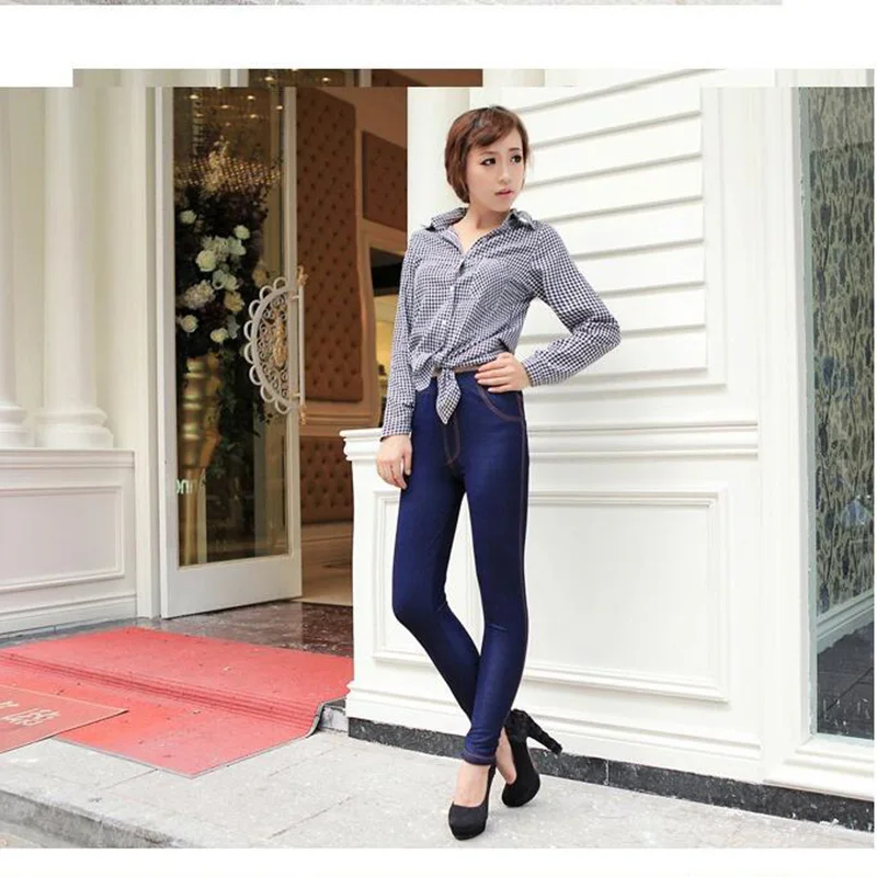 Mùa Đông Quần Legging Nữ Làm Dày Ấm Quần Jegging Quần Jean Size Lớn Nữ Trang Bên Trong Giả Denim Quần 5xl Nhiệt Quần Legging