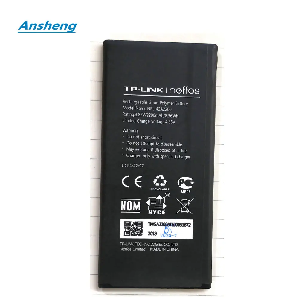 

Original 3.8V 2200mAh NBL-42A2200 Battery For TP-link Neffos C5 TP701A B C E Mobile Phone