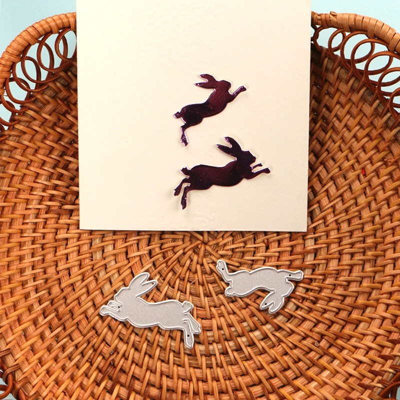 DUOFEN METAL CUTTING DIES 2pcs small rabbits hares Easter rabbits stencil DIY Scrapbook Paper Album 2021 new