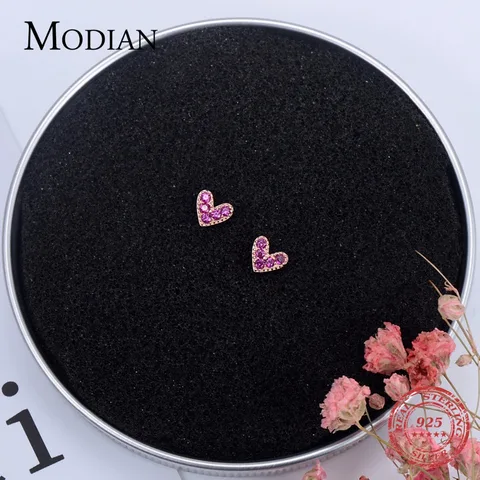 Серьги-гвоздики Modian из серебра 925 с фианитом — фото модели