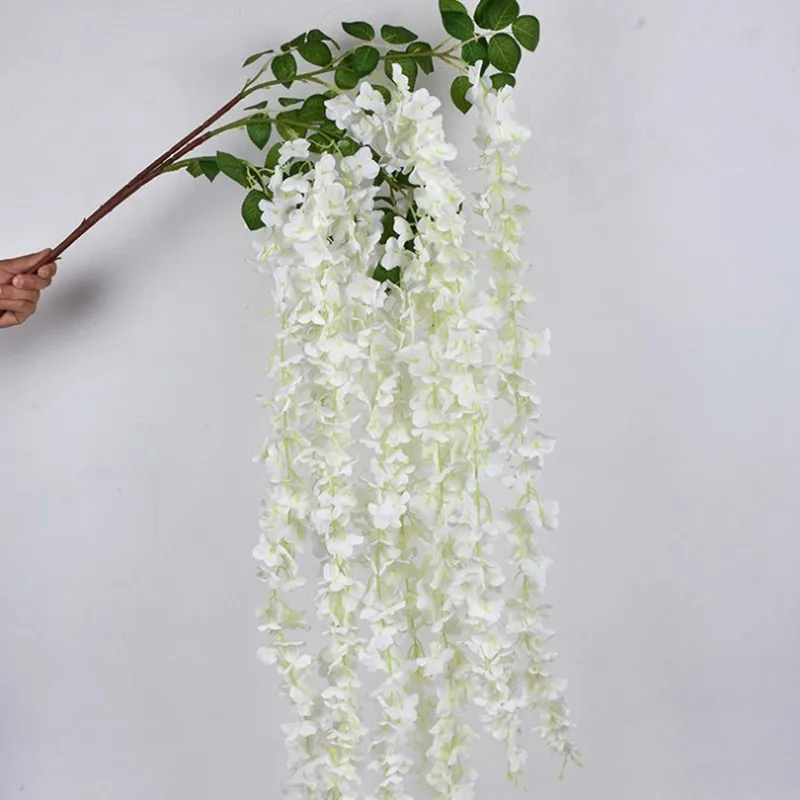 

White Artificial Silk Hydrangea Flower Wisteria Garland Hanging Ornament For Garden Home Wedding Decoration Supplies 165 cm/pcs