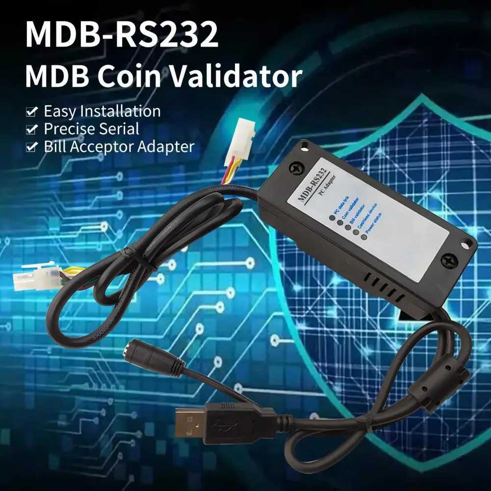 MDB-RS232 MDB Coin Validator Easy Installation Precise Serial Bill Acceptor Adapter with Indicator Light for Cashless Device