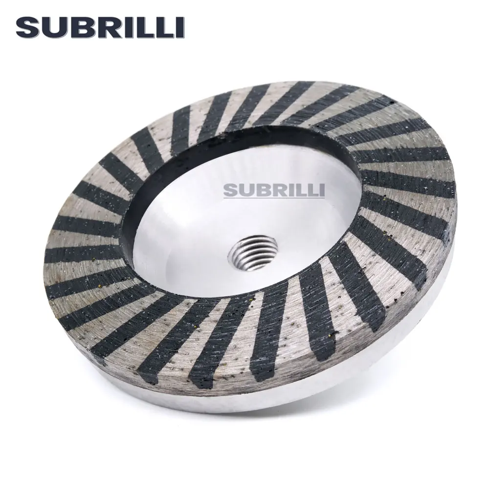 SUBRILLI 4 Inch Diamond Grinding Cup Wheel 100mm Resin Filled Aluminum Based Sanding Disc For Stone Granite Marble Concrete