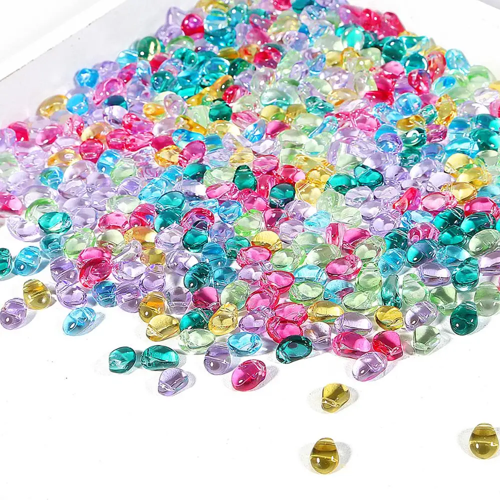 50Pcs 6x8mm Glass Beads Tulips Petals Texture  Material For DIY Accessories Jewelry Making Earring Findings