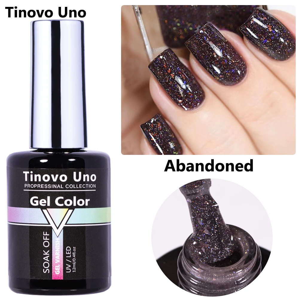 

Tinovo Uno Sparkle Gel Nail Polish Hybrid Varnishes Glitter UV/LED Semi Permanent Sequins Flake Winter Gel Lacquer for Nail Art