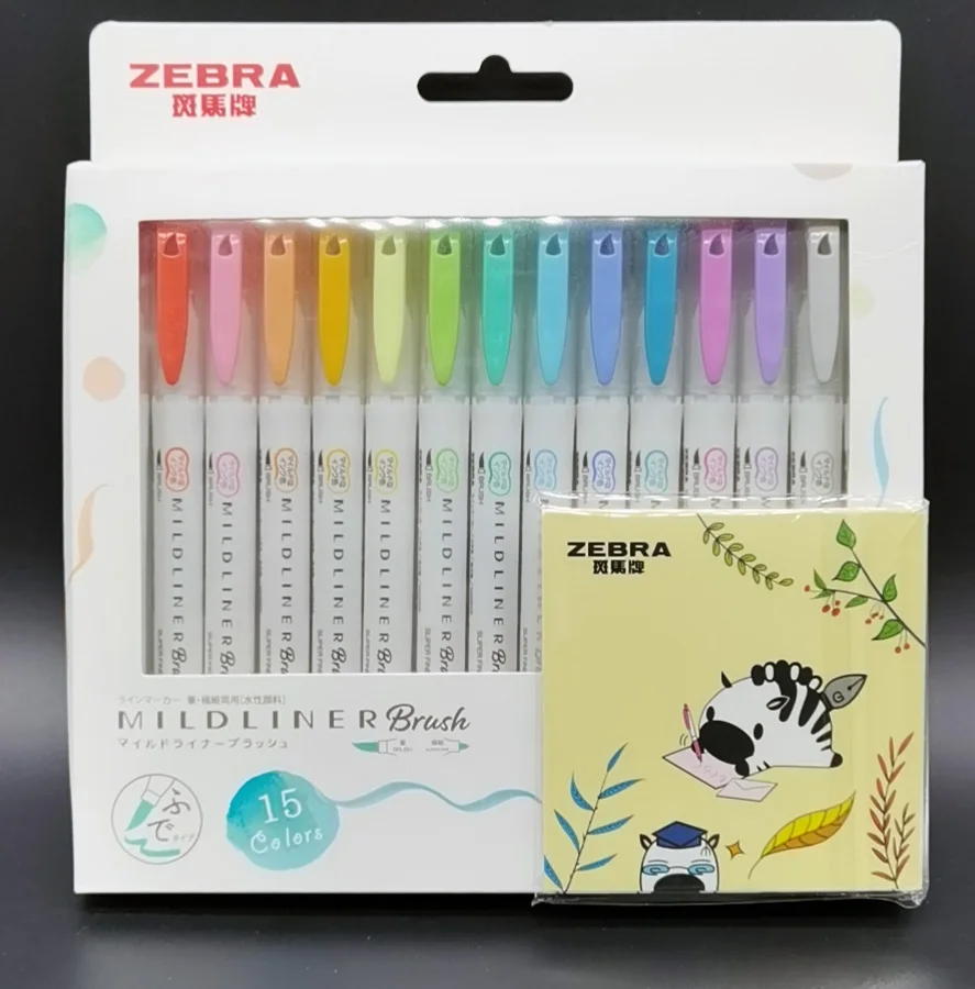 

15-color Set Japanese ZEBRA Brush Soft-headed Double-headed Highlighter MILDLINER Fountain Pen New WFT8 Suitable for Students