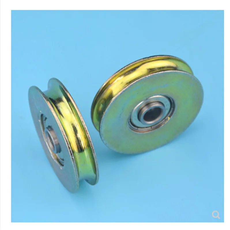 4pcs 6.4*38*8.3mm with triangular bracket/L bracket, U-grooved wheel, bearing wire rope pulley/crane/guide wheel, with base