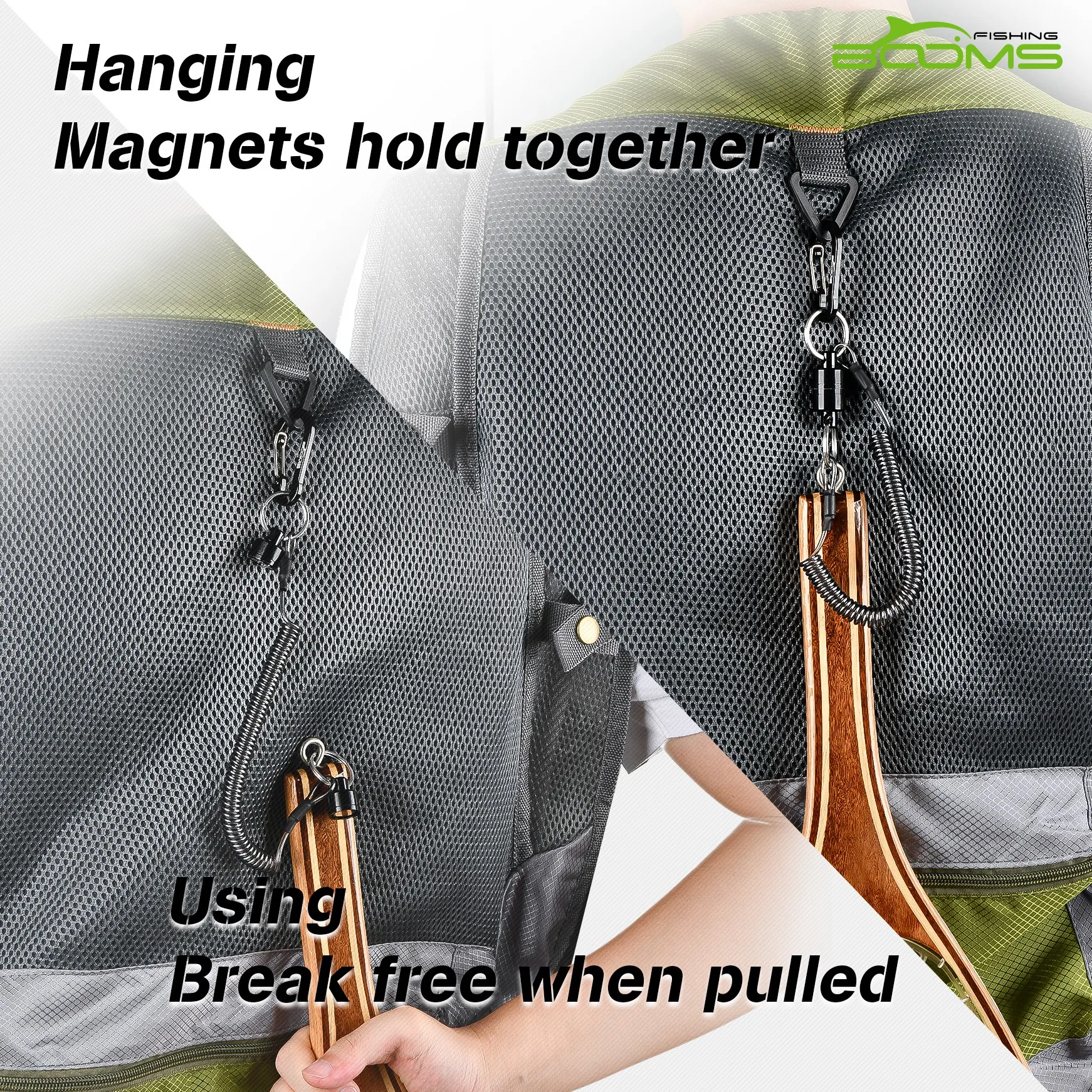 Ausleger Angeln Magnetische Net Release Halter Mit Spiral Lanyard Fliegen Angeln 3,5 kg Starke Magnet Karabiner Schnelle Schnalle AntiDrop seil – Detail 3