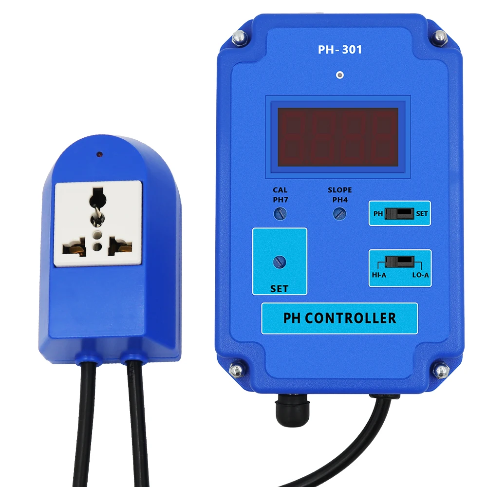 PH-301 Digital pH Controller Meter Tester with Optional HI/LO Action 0.00~14.00pH Range Replaceable BNC Electrode CO2 Solution