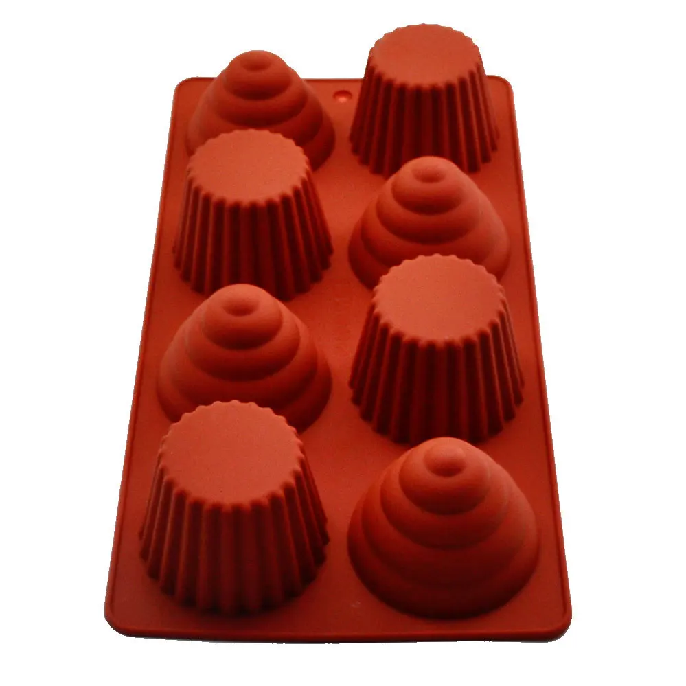 Hot Silicone Cake Molds 8 Holes Chocolate Biscuit Cake Cookie Mold,Family Baking Essential Bakeware Tools Cupcake Tools E032