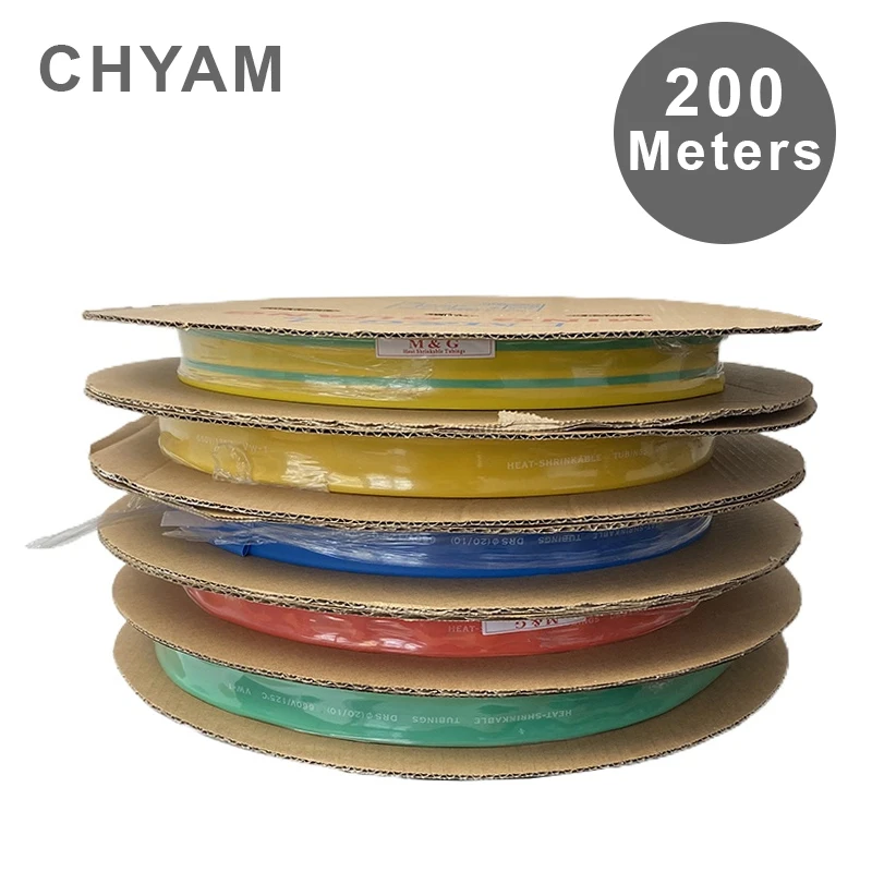 200 Meters Heat Shrink Tube 2:1 Polyolefin Shrinkable Tubing Insulating DIY Cable Sleeve 1/1.5/2/2.5/3/4mm