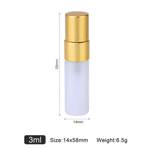 Imagen 2 del producto Minibotella esmerilada para Perfume, atomizador portátil para viaje, contenedor de cosméticos, 3ml, 100 unidades por lote