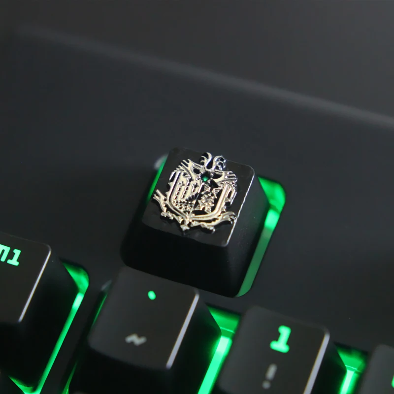 Mechanical Keyboard Artisan Keycap Keystone 1 pc Monster Hunter Theme Zinc Aluminum Alloy Metal R4 Height Customize DIY Game