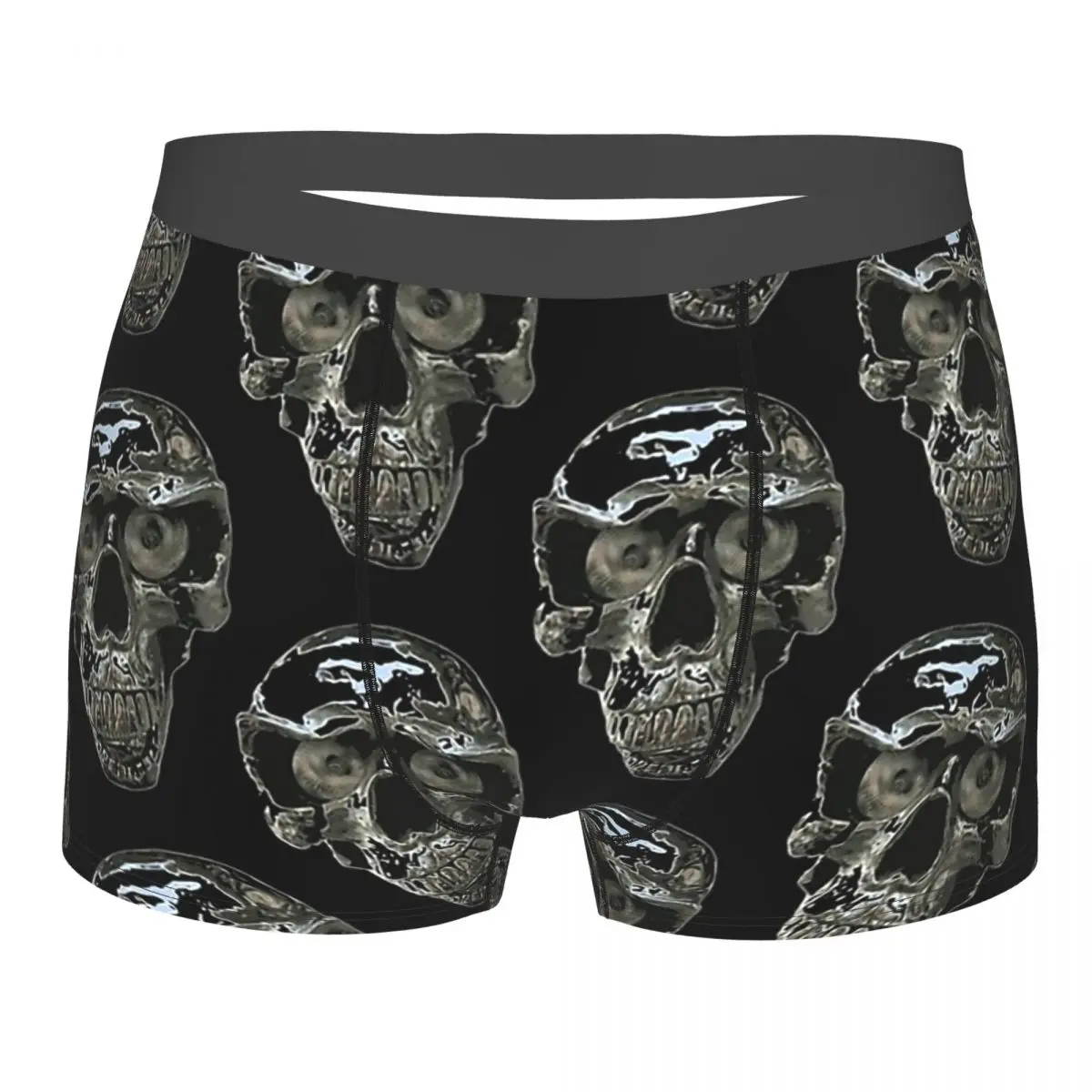 Men's Panties Chrome Head Skull Men Boxer Underwear Cotton for Male Bones skull Large Size Lot Soft