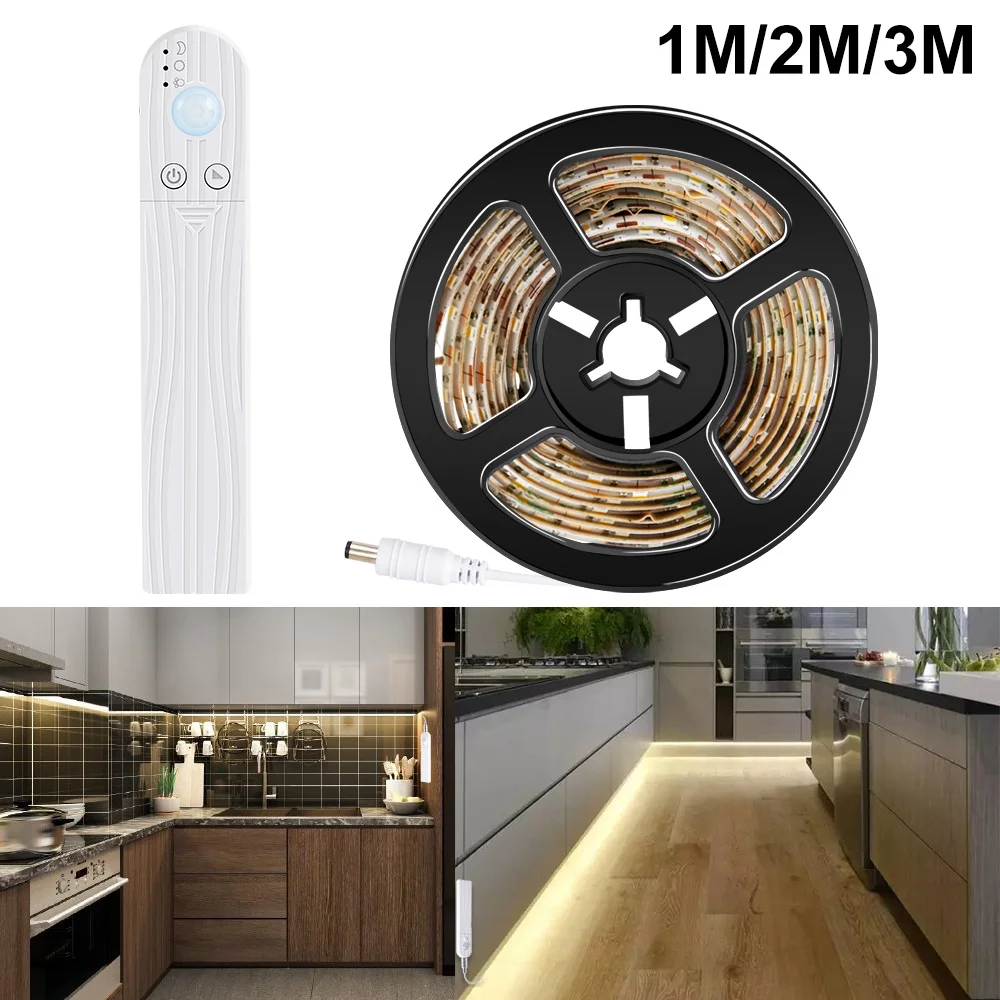 Imagem -06 - Tira de Led com Sensor de Movimento Pir Fita de Diodo Led Diodo com 1m a 3m Caixa de Bateria Aaa Lâmpada 5v para Decoração Interna