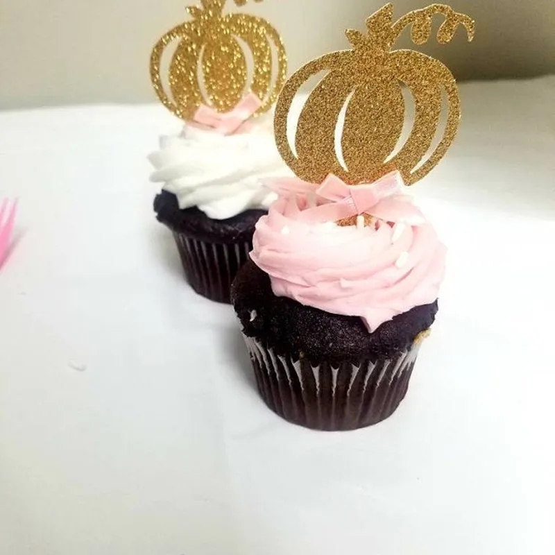 

Personalized Glitter Cupcake Toppers, Our Little Pumpkin, Pink and Gold, First Birthday, Our Little Pumpkin, Baby Shower