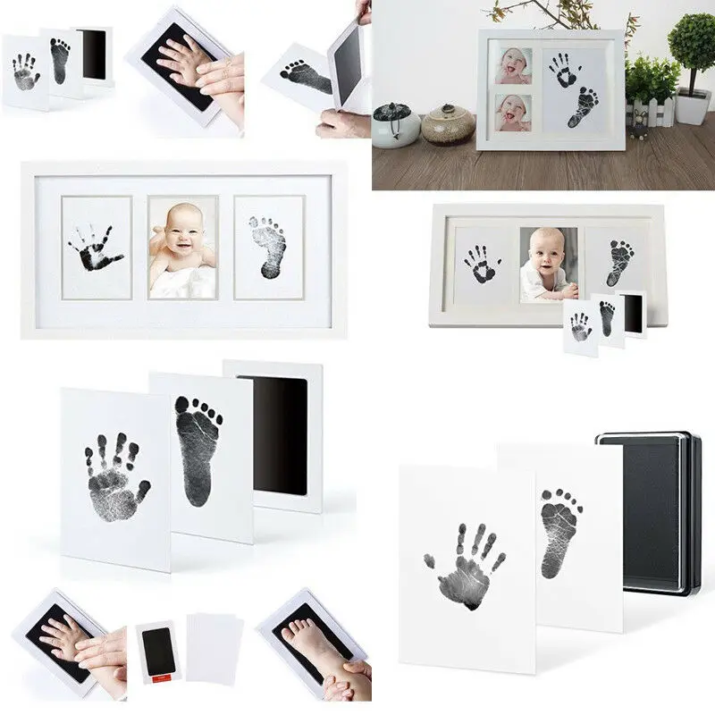 Hot Newborn Footprint HandprintBaby Souvenir Paw Print Pad Photo Frame Pad Inkless Wipe Baby Kit-Hand Foot Print Keepsake