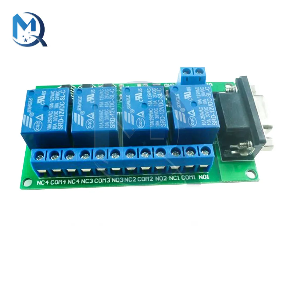 DC 12V 4CH RS239 Relay Board 4 Channel DB9 Interface RS232 Remote Control Switch Module for Door Car Alarm Smart Home