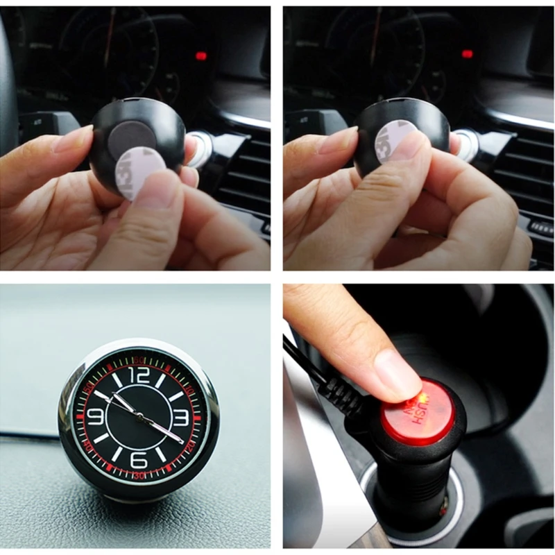 Universal Pocket Stick-On Clock Car Dashboard Clock Quartz Luminous Clock for Cars Home Boats