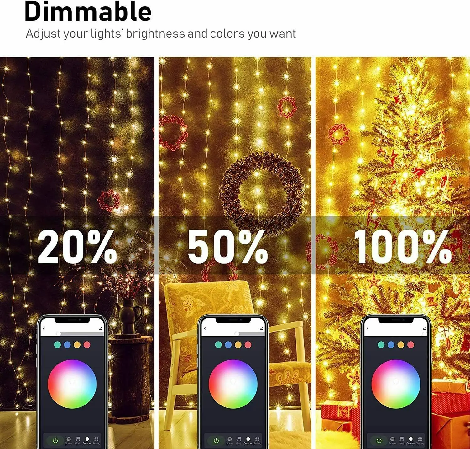 20M 200LED RGB LED String Lights Smart USB bluetooth filo di rame light string Diode nastro flessibile Controller WiFi 5/10/12/15M
