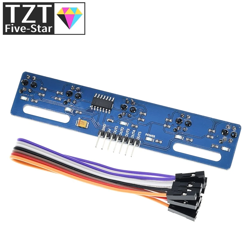 MH-ET LIVE 5-Kanal-Infrarot-Reflexionssensoren TCRT5000 KIT 5-Wege/Straßen-IR-Fotoelektrischer Schalter Barriere-Linien-Spurmodul – Detail 3