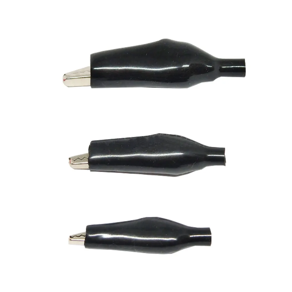 10PCS 28/35/45MM Metal Alligator Clip Crocodile Electrical Clamp Testing Probe Meter Black Red with Plastic Boot