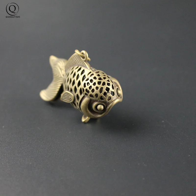 Handmade Copper Hollow Carp Pendant Car Keychain Hanging Women Handbag Decorations Ornament Copper Fish Necklace Pendant Keyring