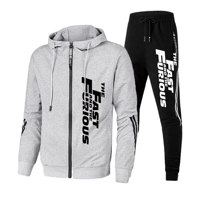 2021 Hot Sale Men\'s Fashion Tracksuit Zipper Hoodies and Sweatpants High Quality Male Outdoor Casual Sports Jogging Suit