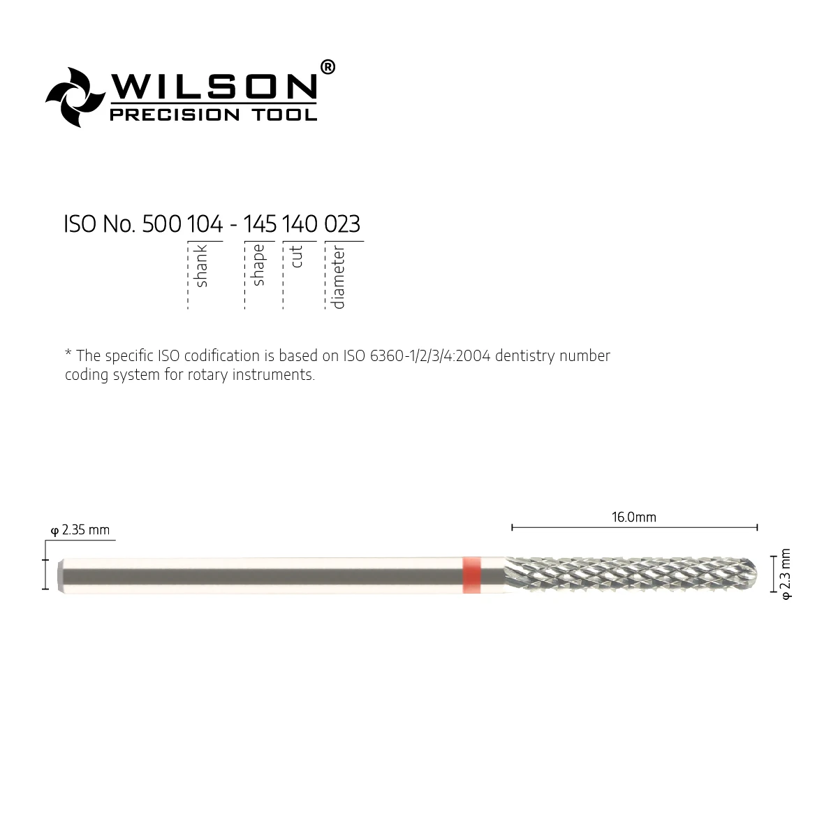 WilsonDental Burs 5000205-ISO 145 140  023 Tungsten Carbide Dental Burs for trimming Metal/Acrylic