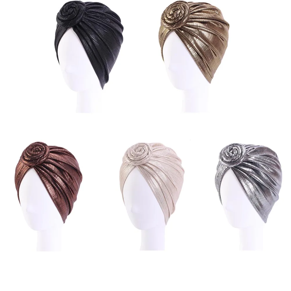 

Muslim Women Turban Hat Knot Twist Turban African Headwrap Ladies Hair Accessories India Hat Chemo Cap Arab Beanies Skullies Cap