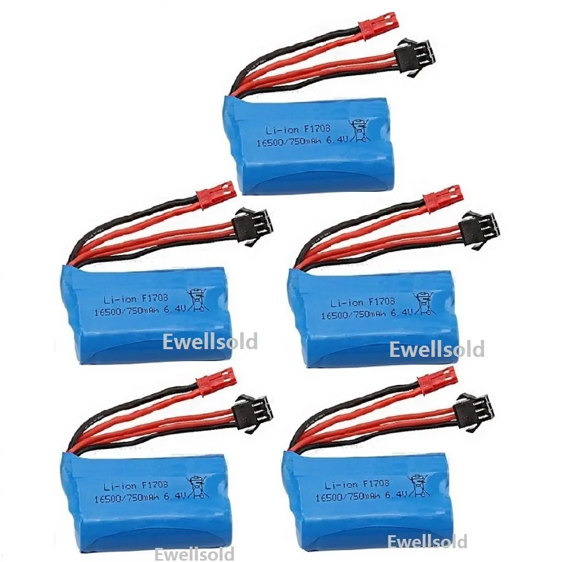 1-5PCS AA batteria ricaricabile 6.4v 750mAh batteria ai polimeri di litio/caricabatterie USB per wltoys A959-A A969-A A979-A K929-A R/C truck