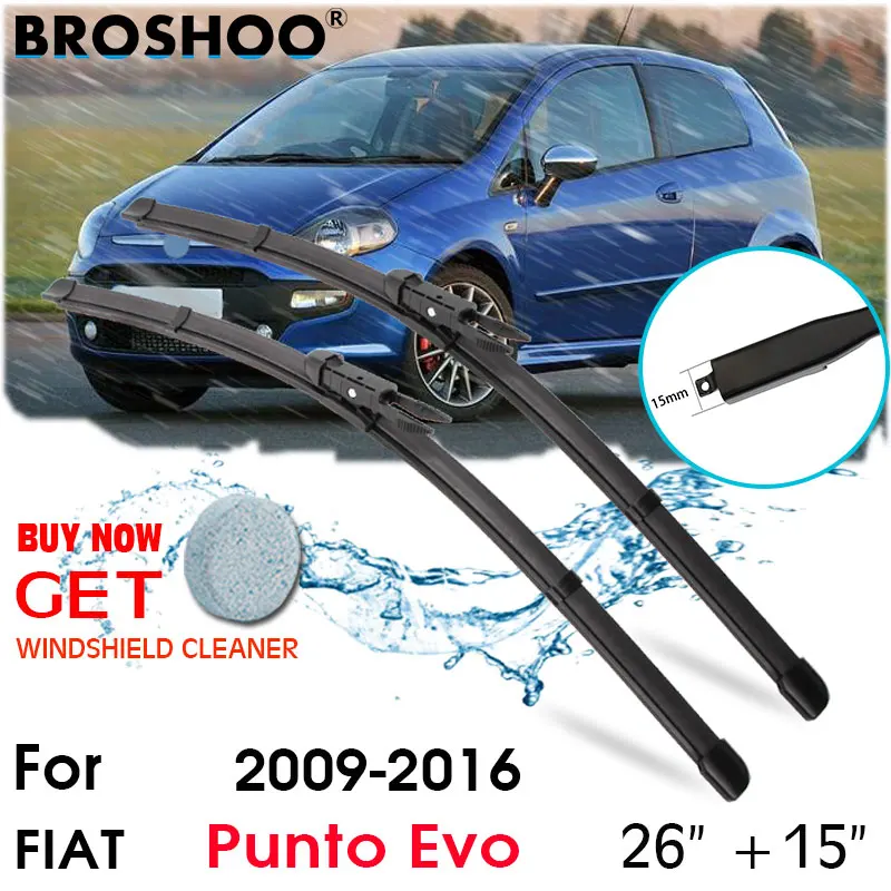 

Car Wiper Blade Front Window Windscreen Windshield Wipers Blade Auto Accessories For FIAT Punto Evo 26''+15'' 2009-2016