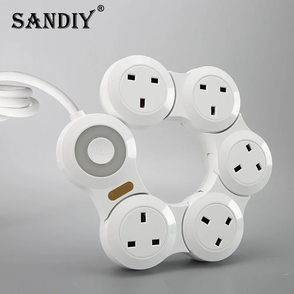 Power Strip 4/5 Way White Outlets UK Electrical Plug Socket Dual USB Ports Adapter Folding style 1.8m 2.8m 4.8m Extension Cord