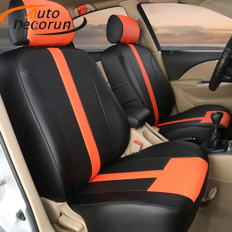 AutoDecorun Custom Automobiles Seat Covers for VW Volkswagen Scirocco 2012 PVC Leather Seat Cushions for Cars Supports Headrest