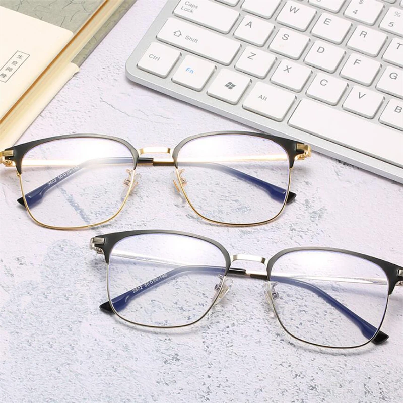 Металлические квадратные очки для близорукости для женщин и мужчин, антисиний свет, близорукие очки по рецепту, близорукость 0-0,5-0,75 до -6,0