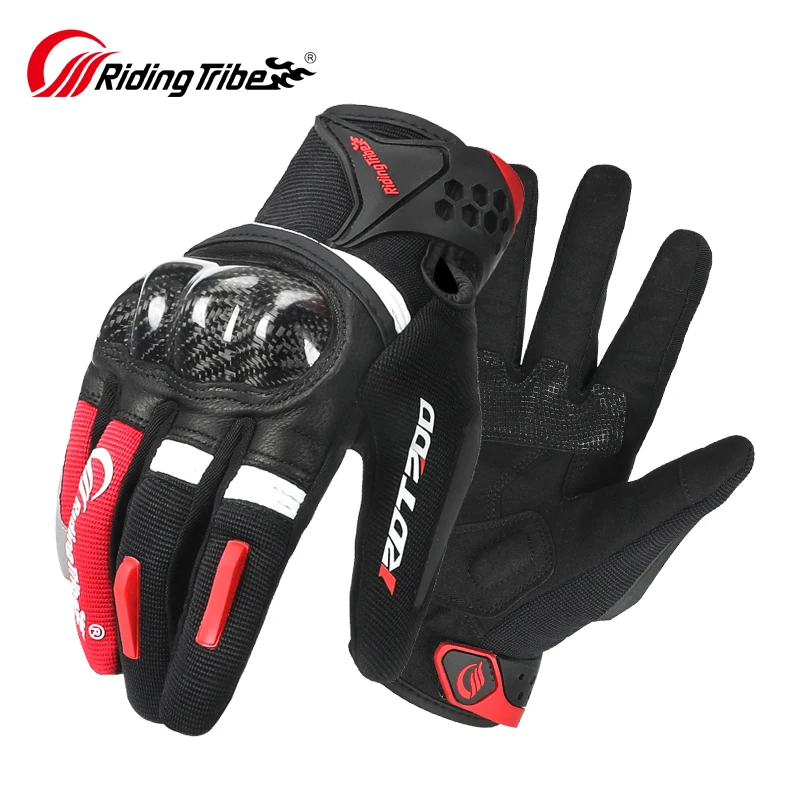 Riding Tribe Series Gloves Motorcycle Men Touch Screen Carbon Fiber Waterproof Leather Motocross Motorbike Protection Equipment
