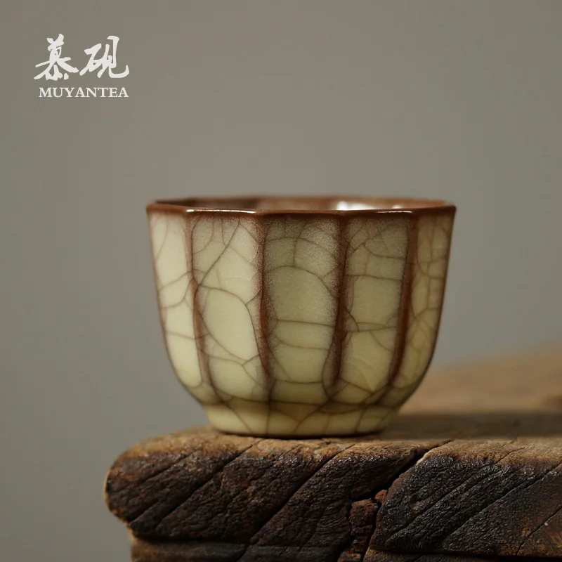 

MuYan aut elder brother kiln teacup cracked ice manual cup kung fu tea tea light cup high-end tea master list