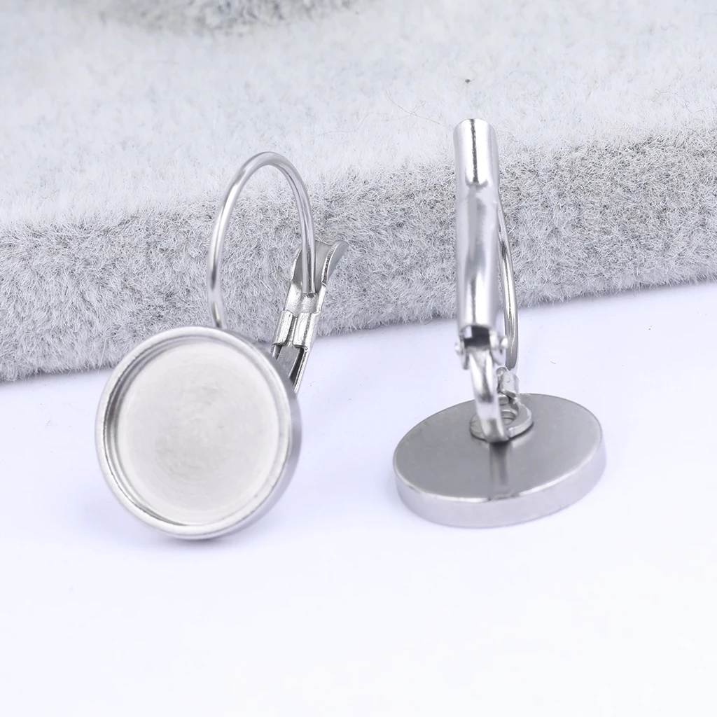Onwear 10 Stück, passend für 8 mm, 10 mm, 12 mm Cabochon-Ohrring-Basisfassungen, Edelstahl-Hebelrückseite, Lünette, Rohlinge, DIY-Schmuckzubehör