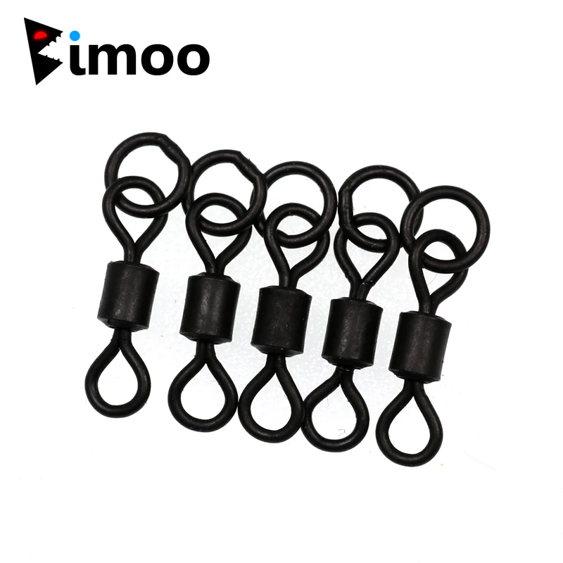 Bimoo 20 pcs Anti Glare Matt Black Finish Carp Fishing Swivel Rolling Snap With Ring Snap Connector Carp Fishing Accessories