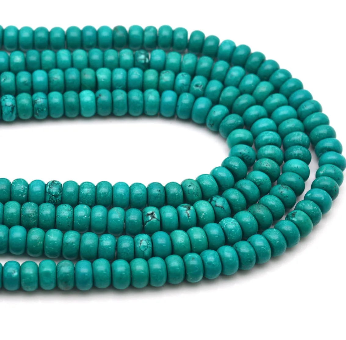 Natural Stone Loose Turquoise Wheel Beads Round Facted Smooth Bead For DIY Jewelry Making Bracelet Accessories Strands