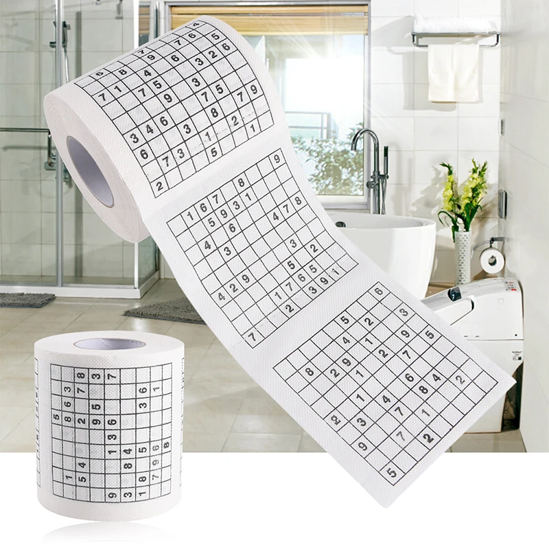 1 Roll 2 Ply Number Sudoku Printed WC Bath Funny Toilet Paper Tissue Bathroom Supplies Jag Gift Drop Shipping 30m