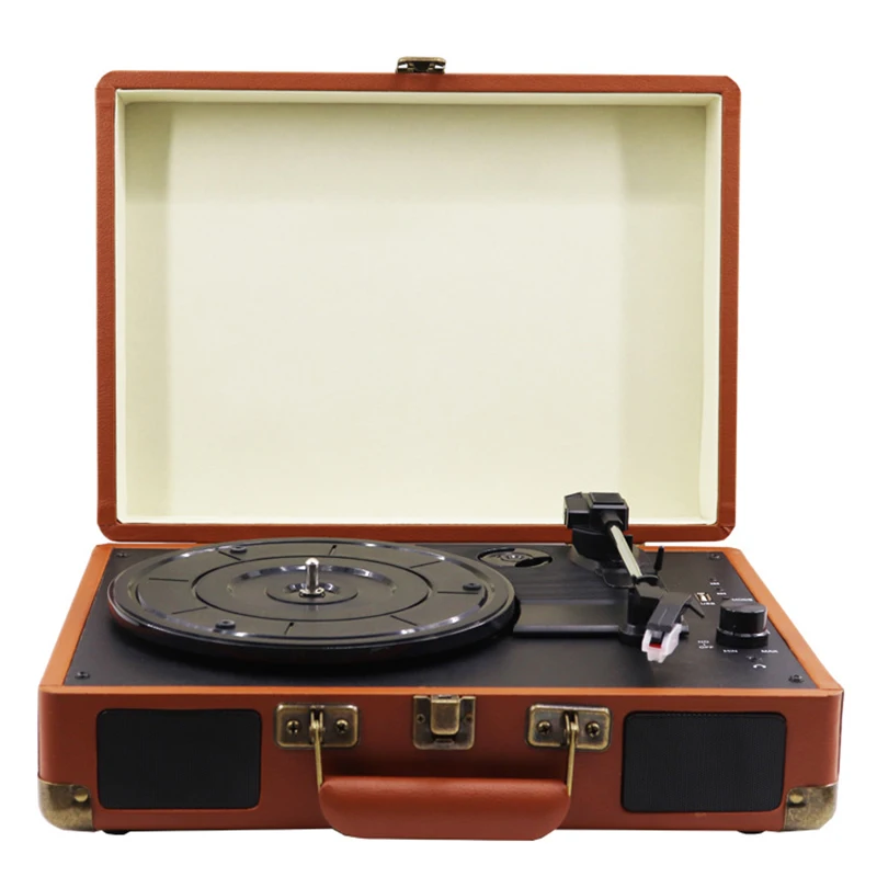 33/45/78 Rpm Vintage Bluetooth Phonograph Portable Suitcase Turntable Vinyl Gramophone Record Phone Player 100-240V Music Box