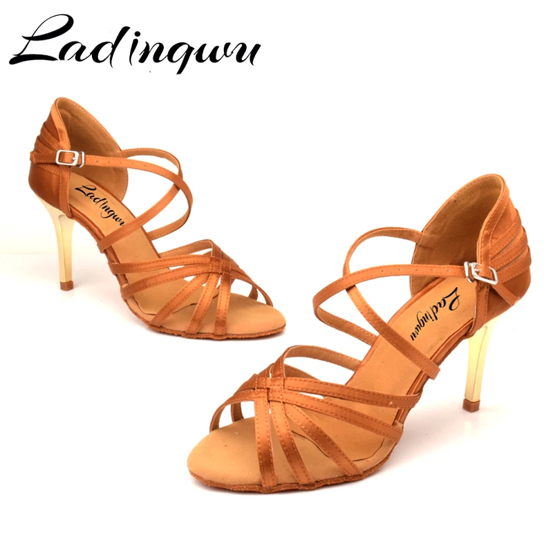 Ladingwu Women Professional Latin Salsa Dance Shoes Tango Ballroom Samba Dance Shoes Ladies  Soft Dancing Shoes 7.5cm/8.5cm