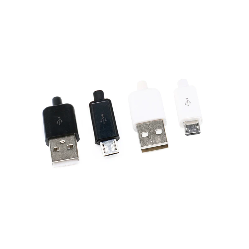 10PCS DIY Micro USB 5PIN / USB 2.0 4PIN Plug Type Male Assembly Adapter Socket Solder Type Plastic Data Charger Connection