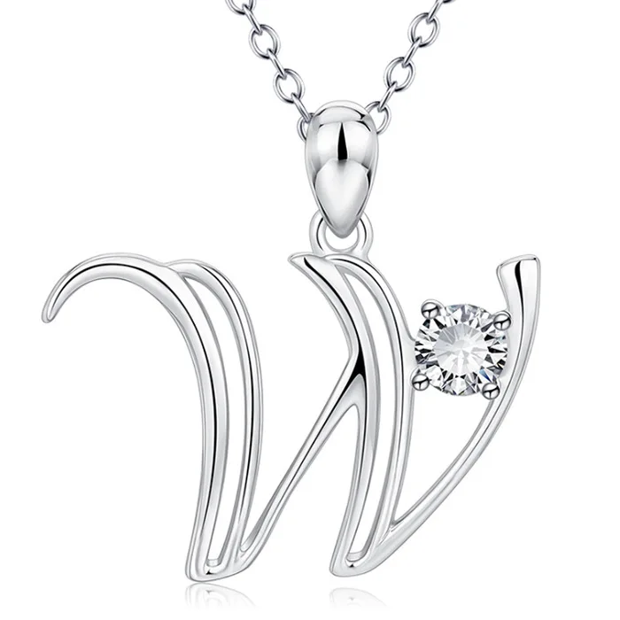 New Minimalist  silver color 26 A-Z Letter Name Initial Necklaces for Women/Girls Long Big Letter Pendant Necklace