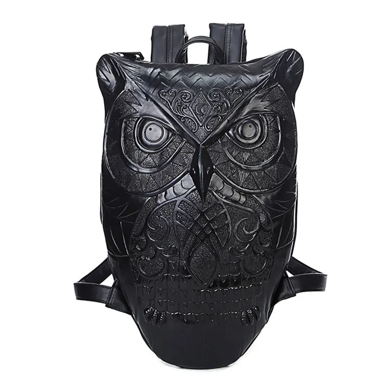 Women Backpack Stylish Cool Black PU Leather Owl Backpack Female Hot Sale Women Bag bagpack for girls