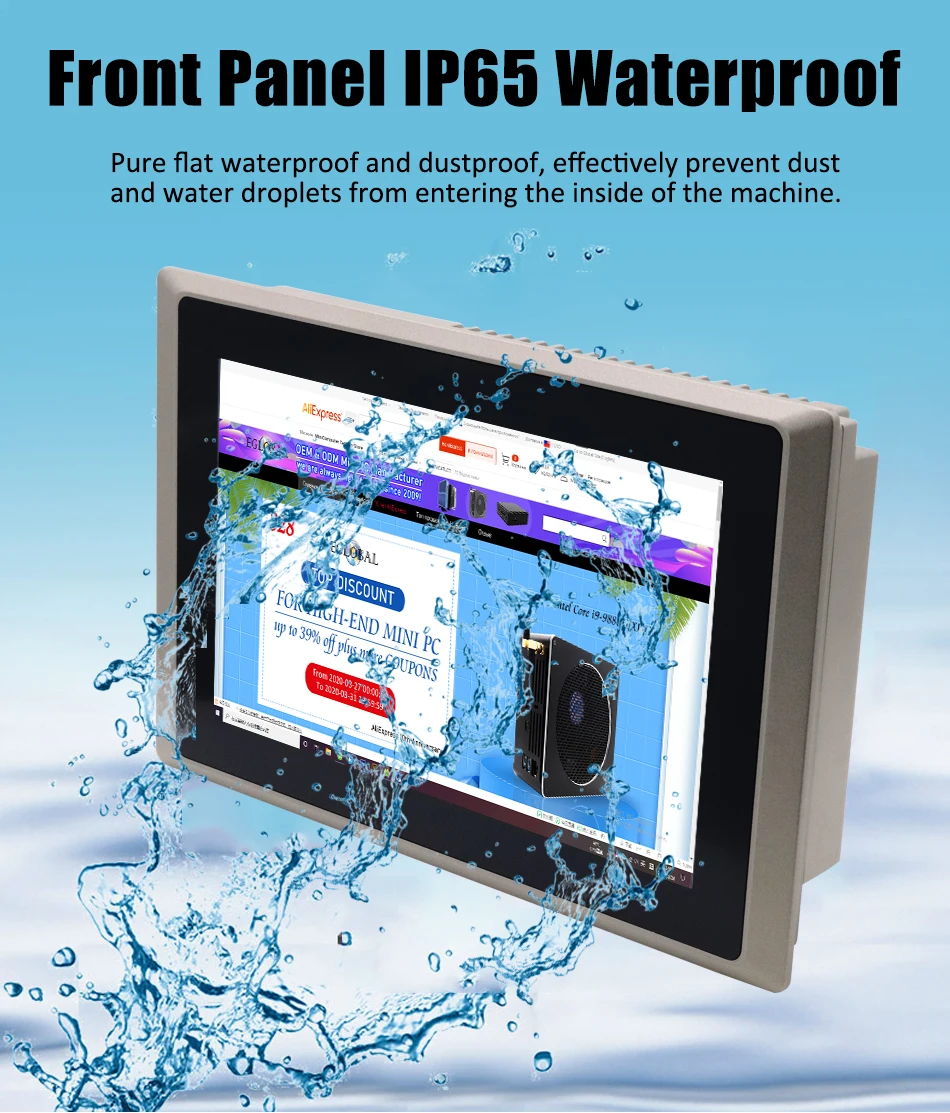 Best 10.1‘’ Industrial Panel PC IP65 Intel Core i5 4200U 4500U All-in-One Computer CapacitiveTouch Screen 2LAN 2COM HDMI LCD