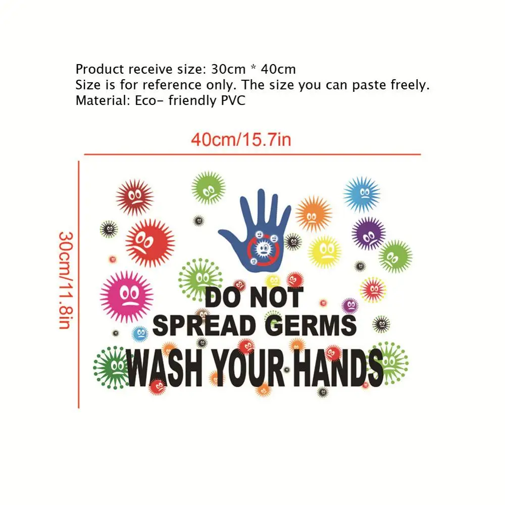 Wash Your Hands epidemic prevention wall stickerr showcase glass window background stickers English antivirus slogan poster